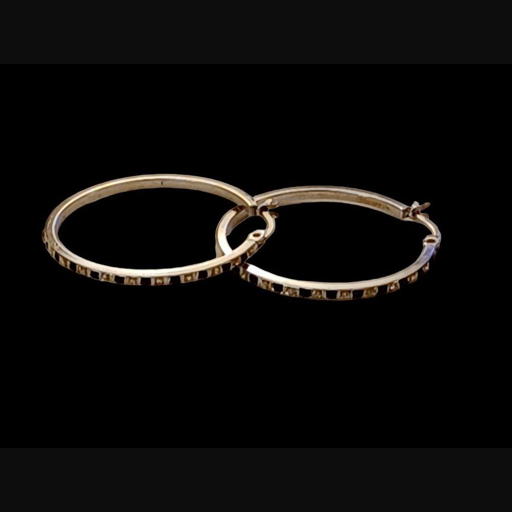 Select Jewelry Inc 925 Sterling Silver White And Blue CZ Hoop Earrings 1"